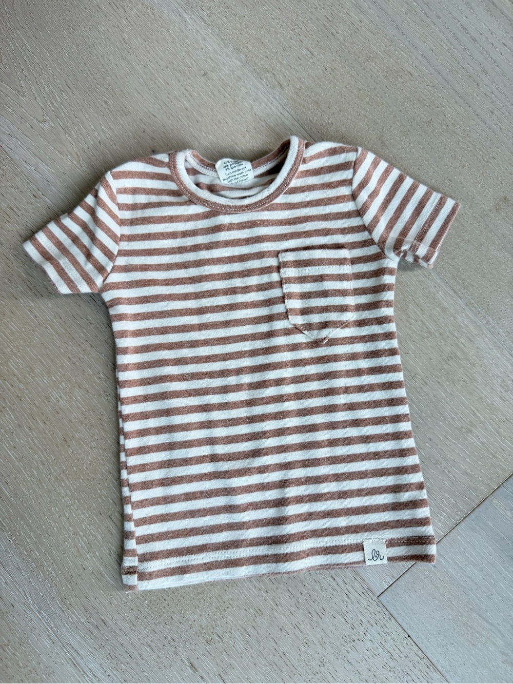 Lulu + Roo Kids Short Sleeve Striped Tee - Cream & Brown